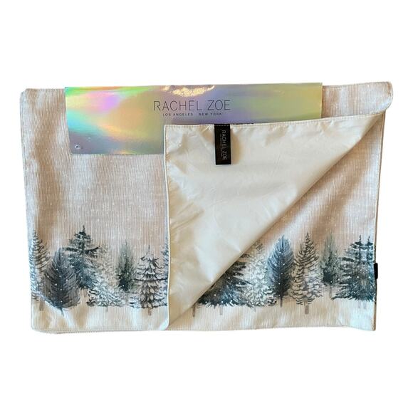 Rachel Zoe Christmas Placemats 13x19 Set of 4 Holiday Snowy Winter Forest New - Picture 4 of 10